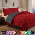 thumbnail image 1 of Elegant Comfort Reversible Down Alternative Comforter Set, Soft Microfiber All-Season Bedding, Lightweight Wrinkle & Fade Resistant Comforter, Twin/Twin XL, Red/Gray, 1 of 4