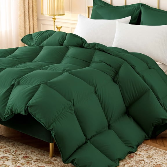 Goose Down Comforter All Season-Ultra Soft and Cozy Noiseless Duvet Insert with Egyptian Cotton Cover, Fluffy Warm Comforter