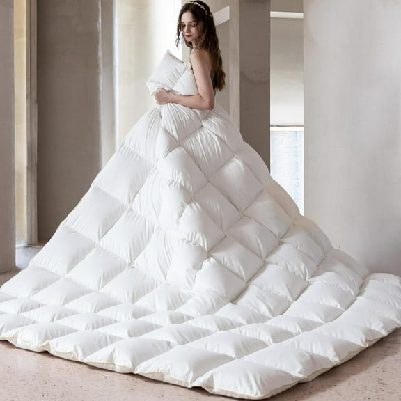 Goose Down Comforter Palatial Size Noiseless Duvet Insert with Egyptian Cover Medium Warm Soft Down Duvet Insert 120x98