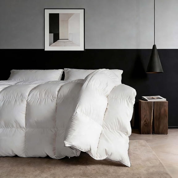 Goose Down Comforter Size, White Goose Down Duvet Insert - 800 Fill Power, Baffle Box Construction, Hotel Luxury Bedding Comforters, 90"x90"
