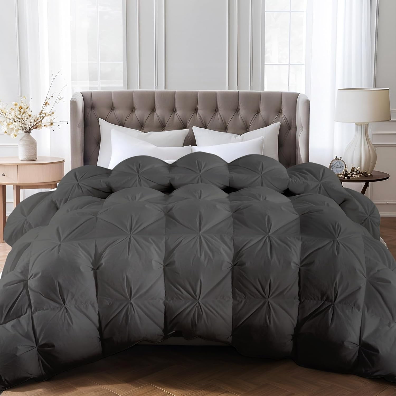Goose Down Feather Comforter King Size, 750 Fill Power All Season Down