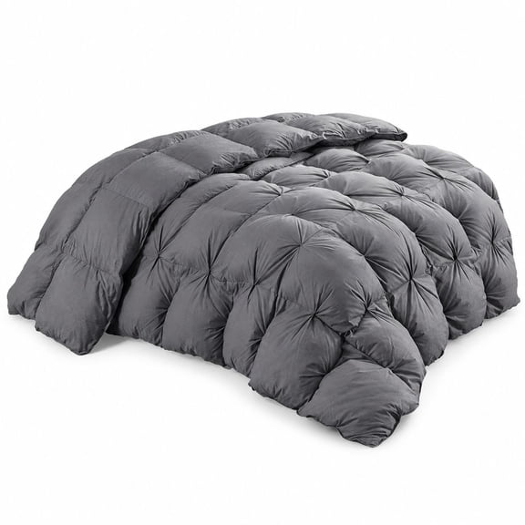 Goose Down Feather Comforter Super King 120 x 120, Gray, 85 oz Fill Weight 100% Egyptian Cotton