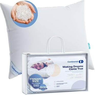 Goose Down Feather Pillow for Side Sleepers 50/50 Blend, Pack of 1, Standard Size