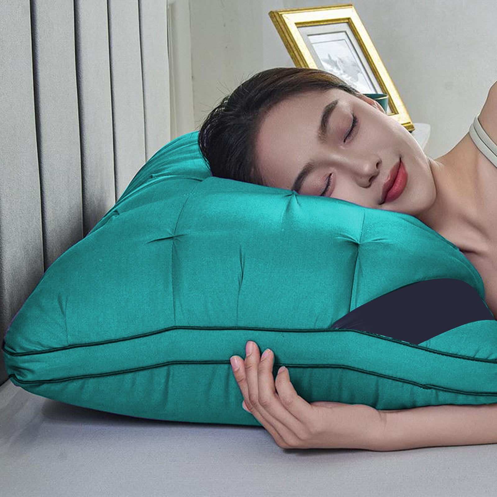 Goose Down Feather Pillows, Soft Bed Pillows Queen Size Set of 2, 100% Soft Cotton Shell, Bedding Pillow for Back, Stomach or Side Sleepers