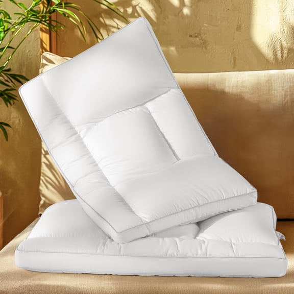 Goose Down Pillow Standard Size Set of 2 Cervical Support 1050+ Fill Power 600 Thread Count Cotton Shell for Side Back and Stomach Sleepers White