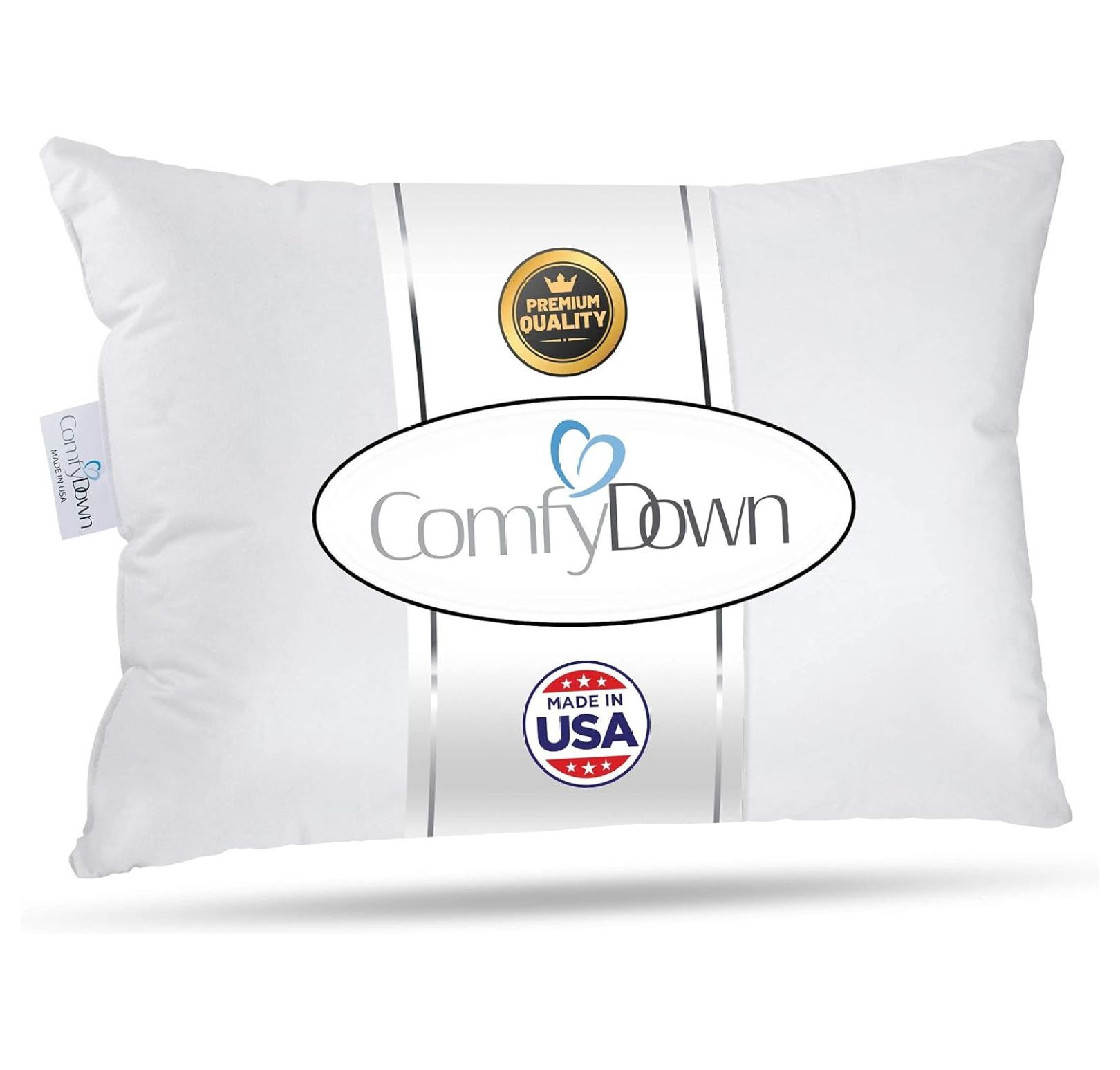 Goose Down Travel Pillow Filled with 800 Fill Power European Goose Down, Egyptian 300 Thread