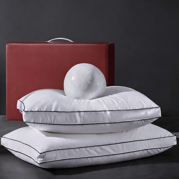 Goose Down and Feather Pillow Queen Size 20x30 Inches White 700 Thread Count 800 Fill Power Organic Cotton