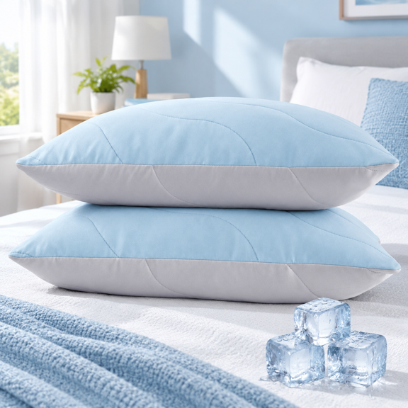 Goose Downows Queen Size Set Of 2 Q-max>0.45 Cool Hotel Bed For Hot Sleepers Washable Removable Cover 20" X 30"