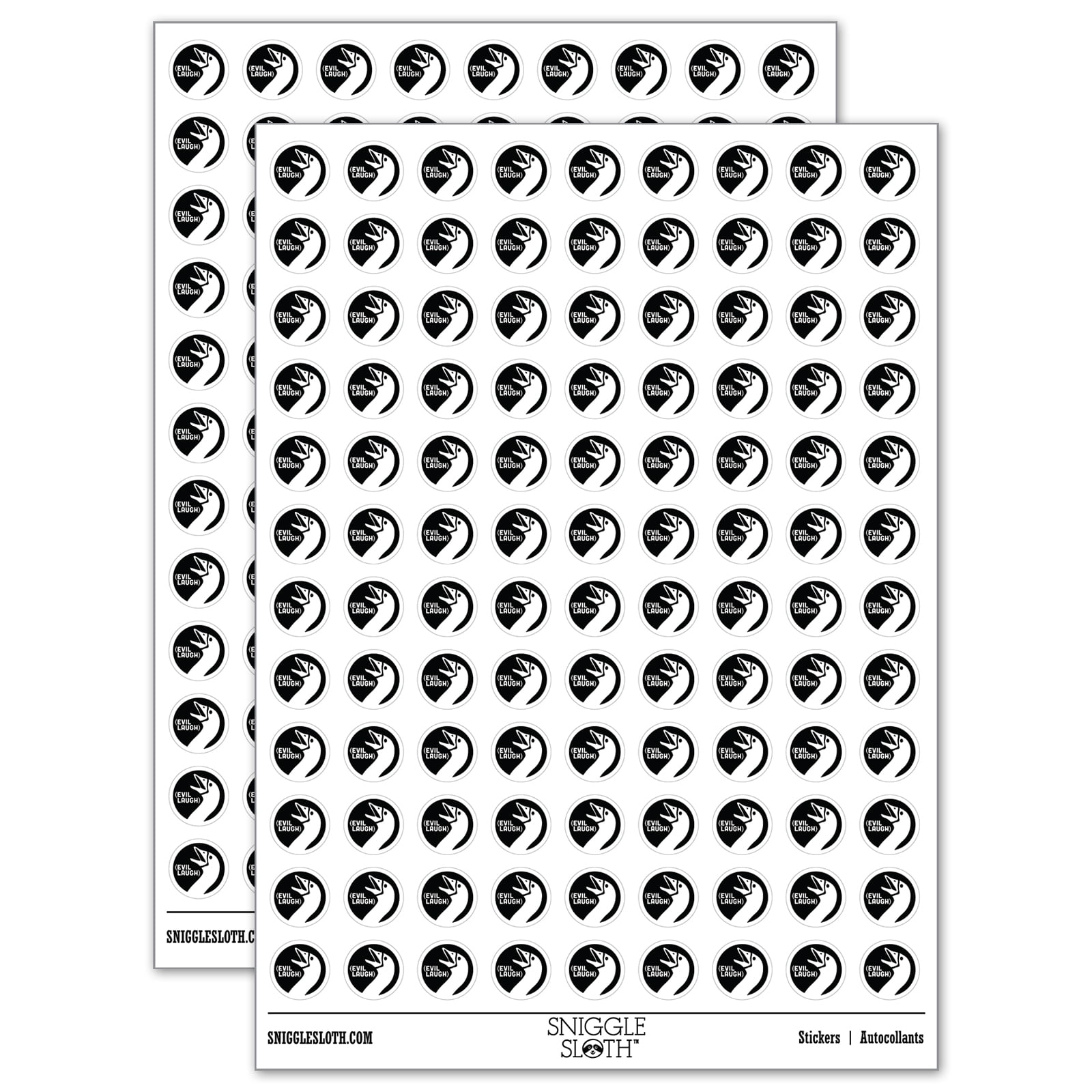 Goose Evil Laugh 200+ Round Stickers White Gloss Finish 0.50" Size