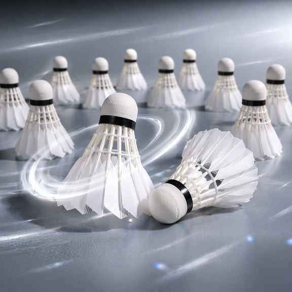 12Pcs Goose Feather Badminton Shuttlecocks with Great Stability and Durability, High Speed Badminton Birdies, White