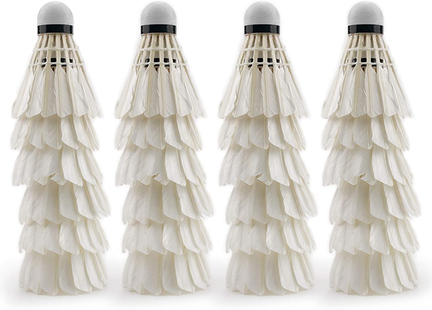 Goose Feather Badminton Shuttlecocks with Great Stability and Durability, High Speed Badminton Birdies,Pack of 24, White