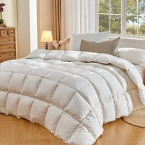 Teler Goose Feather Down Comforter Queen Size, Soft Feather Down Duvet Insert with Corner Tabs All Season Bed Comforter(90"x90",White)