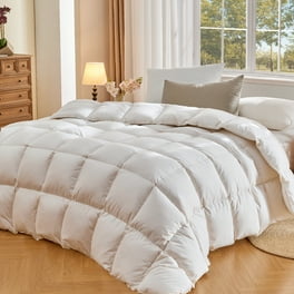 WhatsBedding White Goose Duck Down Comforter Lightweight Filled Breathable Cotton Queen Size All Season Design Walmart