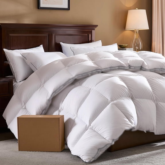 Goose Feather Down Fiber Comforters, Heavyweight Thickened Winter Duvet Insert, Ultra-Soft, Fluffy, Breathable, Hotel Luxury Bedding
