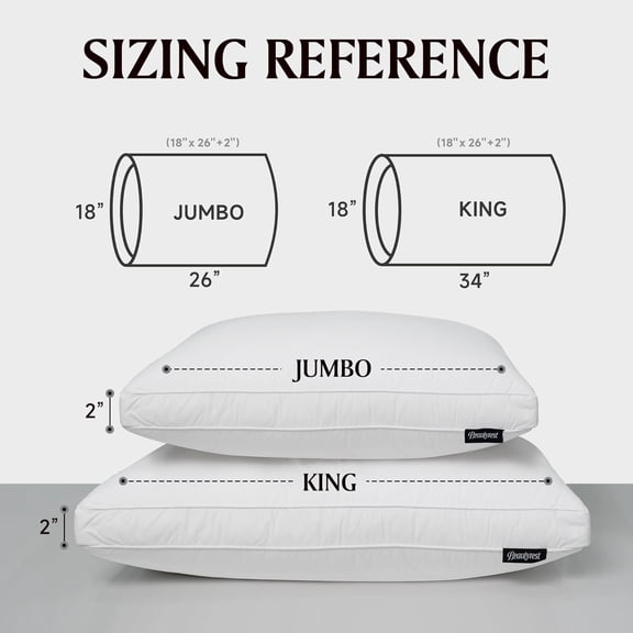 Goose Feather Down Fiber Gusseted Pillows, Hotel Pillow Luxury Bed Pillows, Cotton Cover, Jumbo Size Set of 2