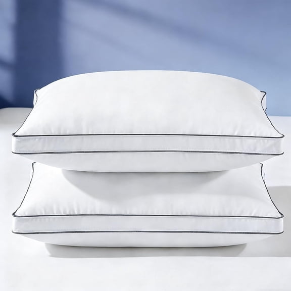 Goose Feather Down Pillow Standard Size Set of 2 900+ Fill Power 400 Thread Count Cotton Shell 20 x 26 Inches