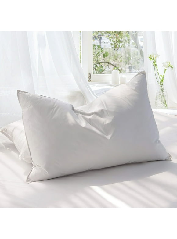 Goose Feather Down Pillows for Sleeping，Hotel Collection Queen Size Soft Bed Pillow，1 Pack Queen (20" x 28")