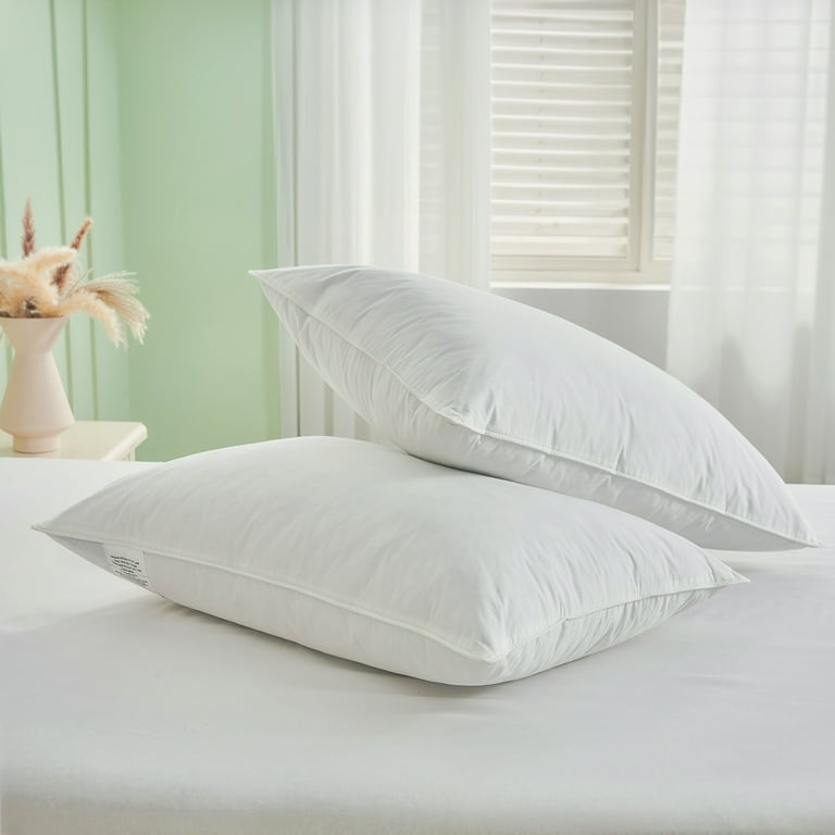 Teler Goose Feather Down Pillows for Sleeping Hotel Collection Queen Size Soft Bed Pillow 2 Pack Queen 20 x 28