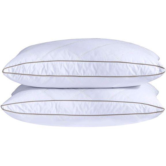 Goose Feathers and Down Pillow for Sleeping Hotel Collection Bed Pillows, Gusseted, Standard/Queen, Set of 2