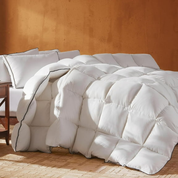 Goose  Down Fiber  Comforter California  Size, Ultra-Soft Duvet Insert, Hotel Collection White Quilted Comforter,  Season Bedding Comforter with 8 Corner Loops, 104x96 Inch