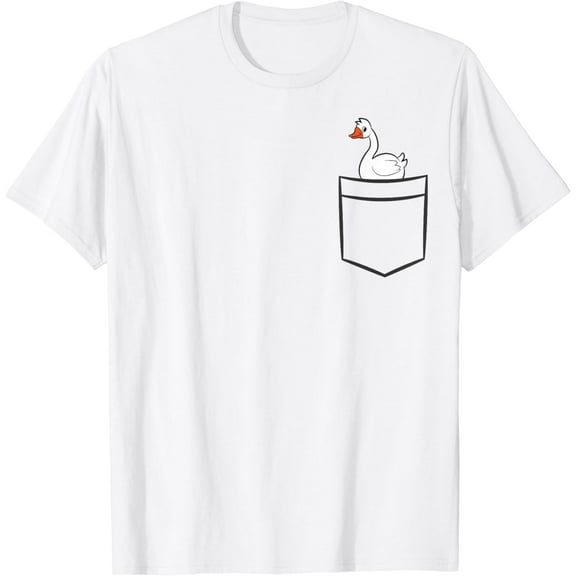 Goose In A Pocket Cute Pocket Goose T-Shirt100% cotton