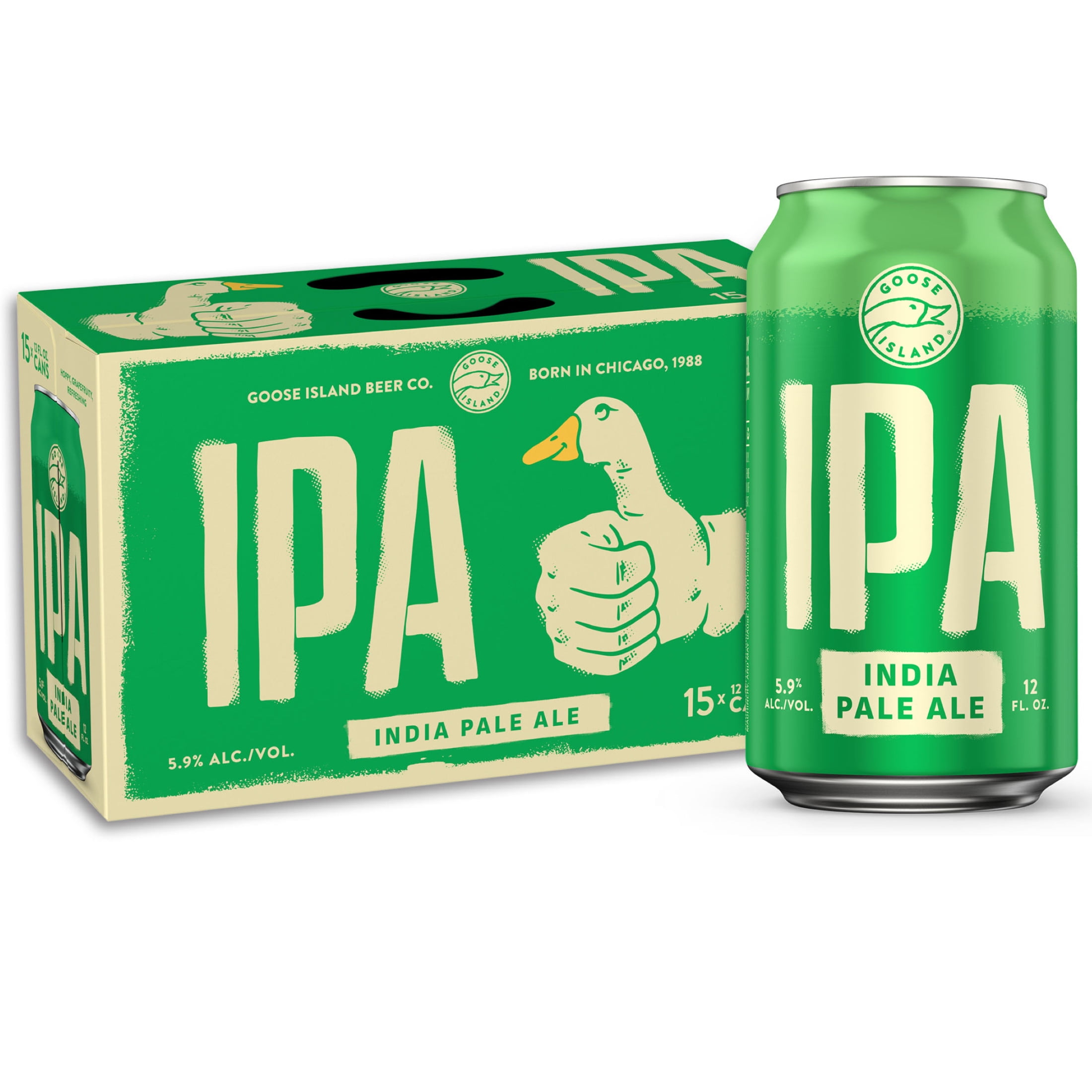 Goose Island IPA Craft Beer, India Pale Ale, 15 Pack Beer, 12 fl oz Aluminum Cans, 5.9% ABV