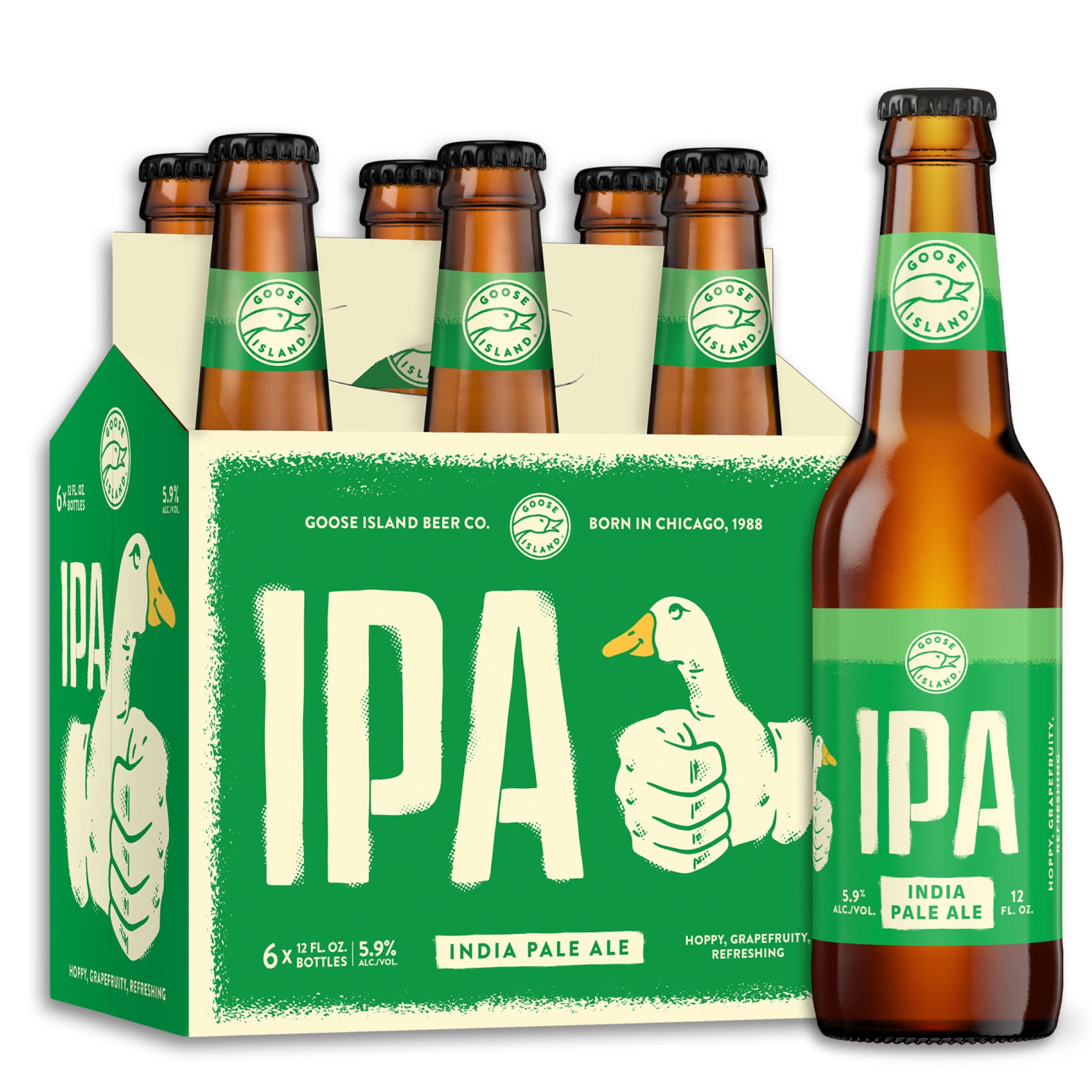 Goose Island IPA Craft Beer, India Pale Ale, 6 Pack Beer, 12 fl oz Glass Bottles, 5.9 % ABV
