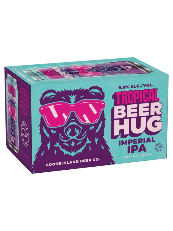 Tropical Beer Hug Imperial IPA Craft Beer, 6 pack, 12 fl oz Aluminum Cans, 9.9% ABV