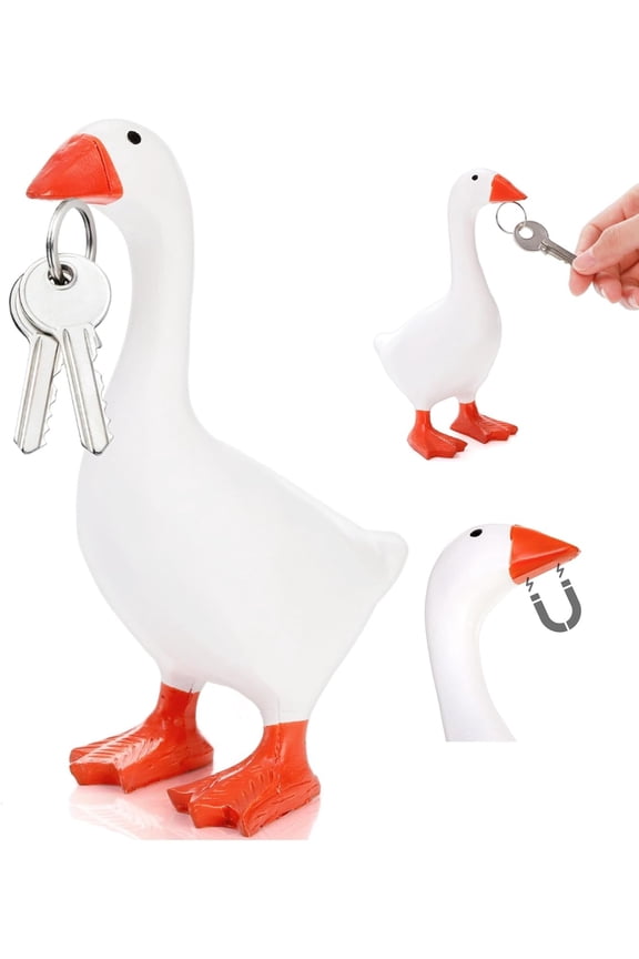 Goose Key Holder, Resin Goose Statue for Key Hanger, Kawaii Duck Magnetic Tool Figurines, Funny Keychain Hanging Rack for Home Office Table Decor, Housewarming Gifts for Women Men
