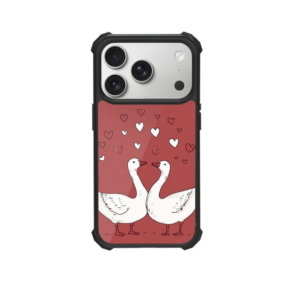 Goose Love Valentine Shockproof Case For iPhone 12 13 14 15 16 Pro Max Series – TPU Bumper + Hard PC Back, Air-Cushion Corners