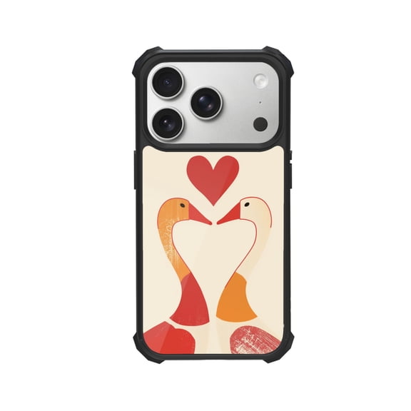 Goose Love Valentine Shockproof Case For iPhone 12 13 14 15 16 Pro Max Series – TPU Bumper + Hard PC Back, Air-Cushion Corners
