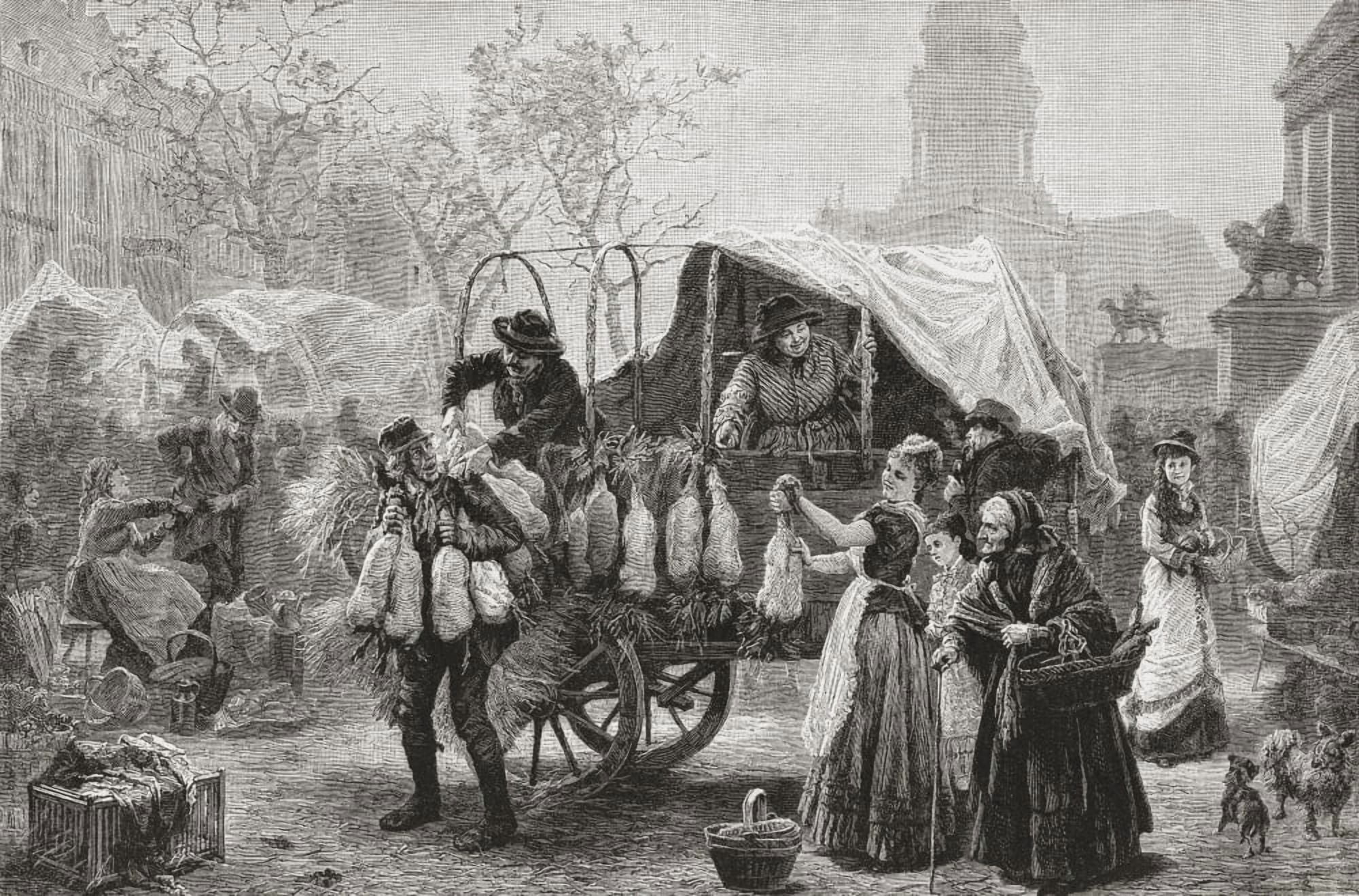 The Goose Market Berlin Germany In The 19Th Century From Pictures From The German Fatherland Published C1880 Canvas Art - Ken Welsh Design Pics (38 x 24)