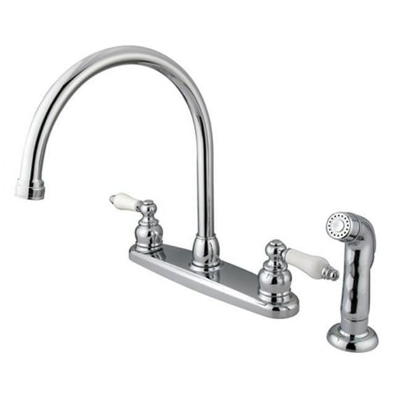 Goose Neck Kitchen Faucet With Side Sprayer - Polished Chrome Finish