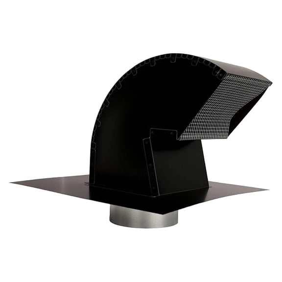 Goose Neck Painted Exhaust Roof Vent with Extension (4 Inch, Black)