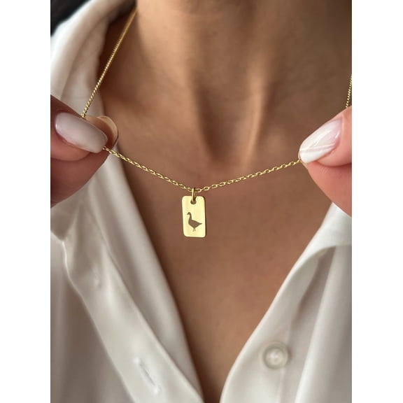 Goose Necklace • 925 Silver Jewelry • Farm Necklace • 14K Gold Plated • Minimalist Jewelry • Pendant for Farmer • Farm Animal Gifts