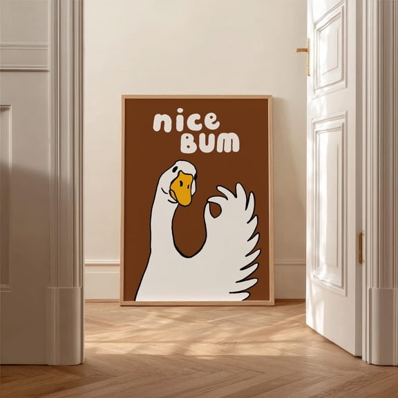Goose Nice Bum Bathroom Poster Quirky Minimalist Toilet Decor Unique Home Decor, Unframed Paper Poster 8x10in
