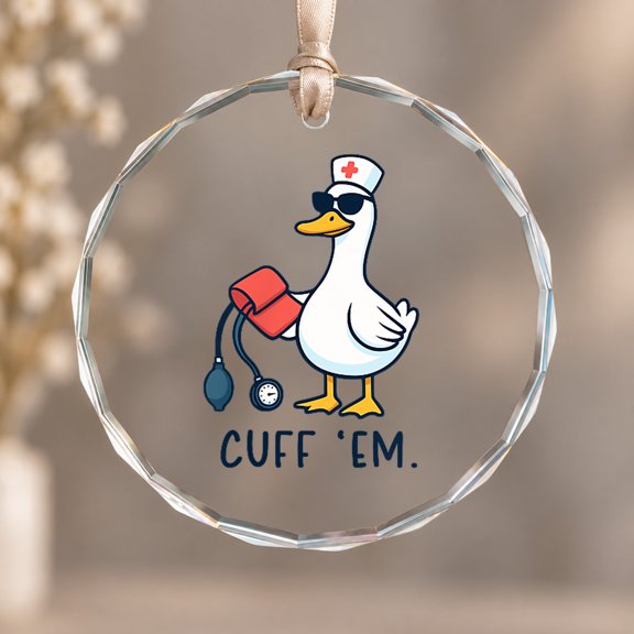 Goose Nurse ER Theme Ornament, Indoor Decoration, Circle Glass Ornament
