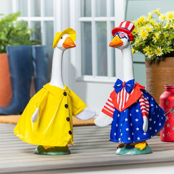 Mainstays Spring Rain Coat & Patriotic Porch Goose Outfit, Set of 2