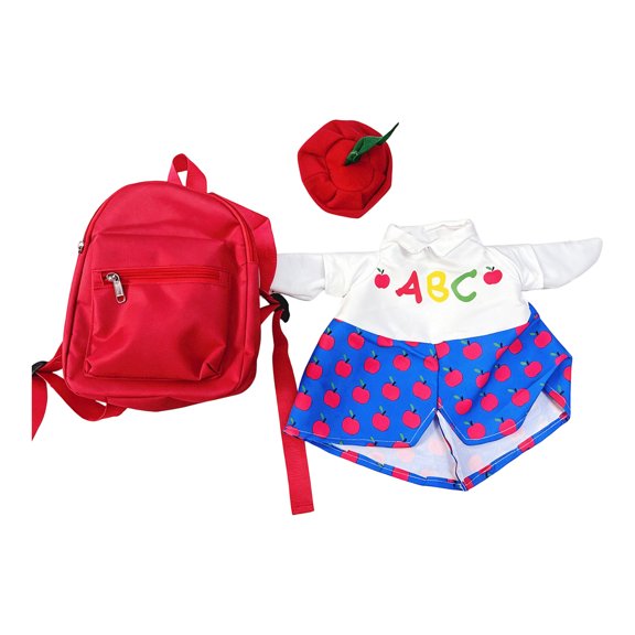 Goose Outfit Set, 23.0 Inch Back to School Themed, 3 Piece Set Including Pattern Hat ABC Printed Top Red Backpack, Outdoor Porch Decor for Large White Goose Holiday Back to School Display