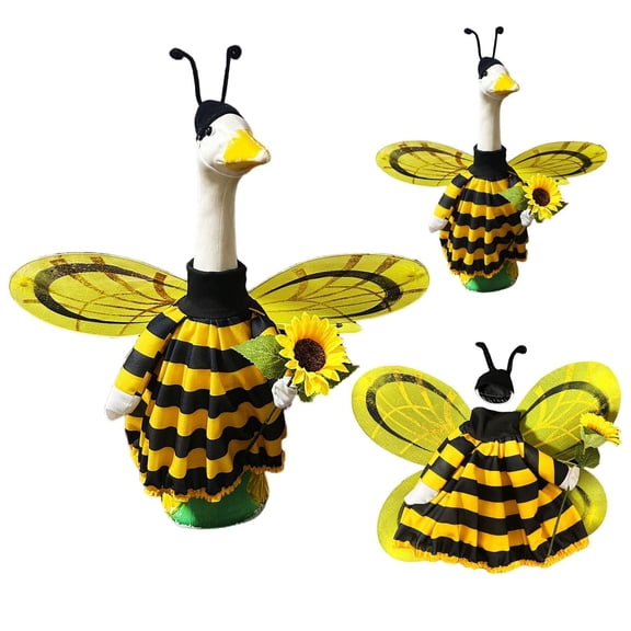 Goose Outfits Porch Goose Clothes Goose Costume for 23" 17" Cement Goose Garden Bee Style Goose Outfit for Spring Outdoor Lawn Patio Ceramic Goose Decor