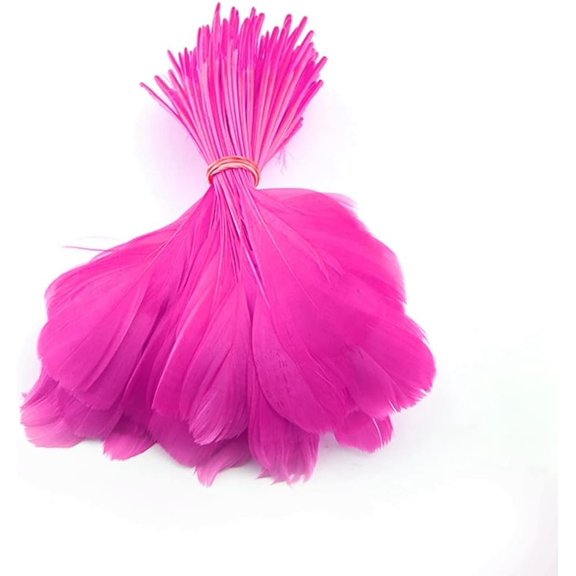 Goose Plume Stripped Coque for Clothing Hat Craft Decoration Pack of 50 count (Fuchsia)