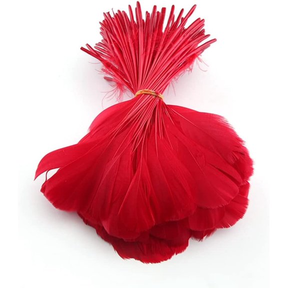Goose Plume Stripped Coque for Clothing Hat Craft Decoration Pack of 50 count (red)