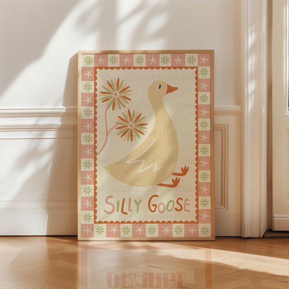 Goose Quirky Wall Cottage Core Green Room Wall Decor Unframed Paper Print