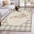 thumbnail image 1 of Goose Ribbon Tie 2.7x5 Hallway Washable Runner Rug Gray Plaid Modern Funny Animal Rustic Low-Profile Large Area Rugs Non Slip Backing Indoor Floor Carpet for Entrance Living Room Bedroom Home Office, 1 of 9