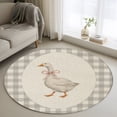 thumbnail image 1 of Goose Ribbon Tie 4FT Round Area Rugs Gray Plaid Modern Funny Animal Rustic Soft Small Round Rug Non-Slip, Ultra-Thin Circle Carpet for Bedroom Entryway Kitchen Bathroom, 1 of 9