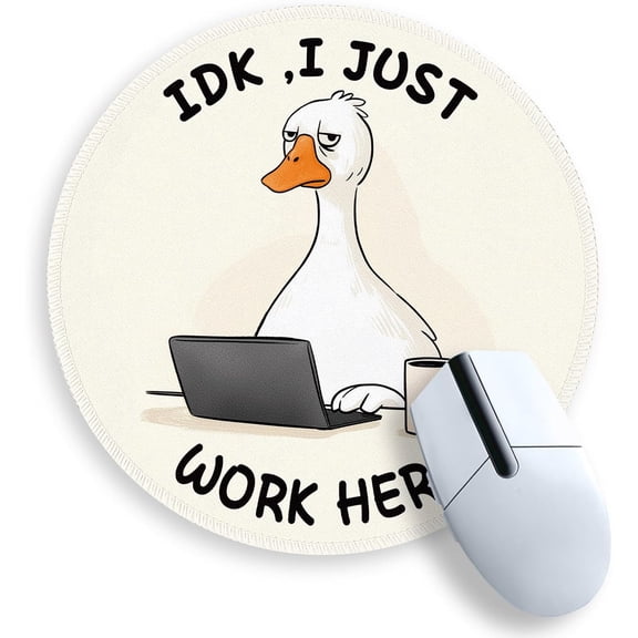 Goose Round Mouse Pad, Cute Office Decor for Women, Funny Small Mousepad,Stitched Edge Non-Slip Rubber Base, Personalized Computer Mouse Pads for Laptop Mouse,Office Desk Accessories Gifts