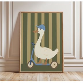 Goose Scooter Poster, Kids Animal Print, Nursery Wall Art Physical Wall Art , Poster Print Only