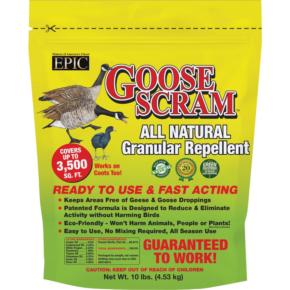 Goose Scram Goose Repellent Granule - Outdoor Bird Repellent - 10 Lb — Residential Use, Standard Application
