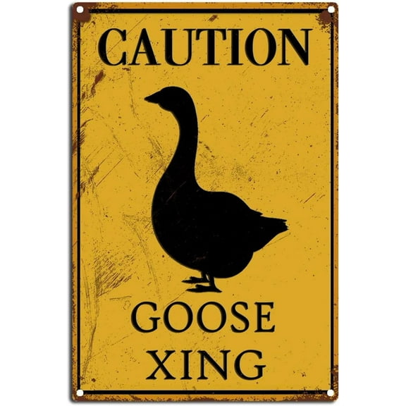 Goose Sign Caution Goose Xing Tin Sign Warning Animal Road Sign Wall Decor for Home Wall Decor Coffee Bar 8x12inch-Tin Sign