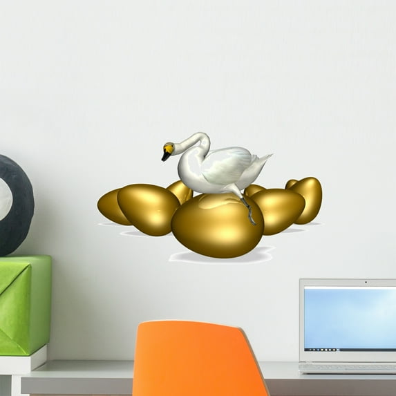 Goose Sitting Golden Egg Wall Decal by Wallmonkeys Peel and Stick Graphic (18 in H x 18 in W) WM145220